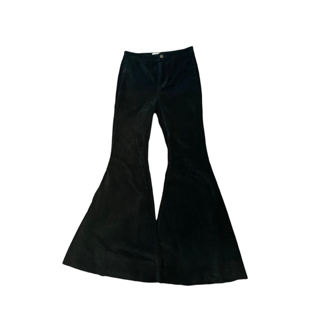 🆕 We The Free Free People Just Float On Velvet Black High Rise Flared Pants 26 - Picture 2 of 7